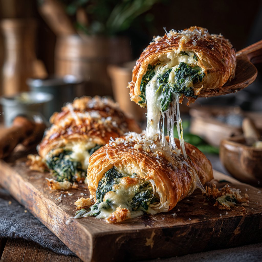 Roulés croissant épinards fromage