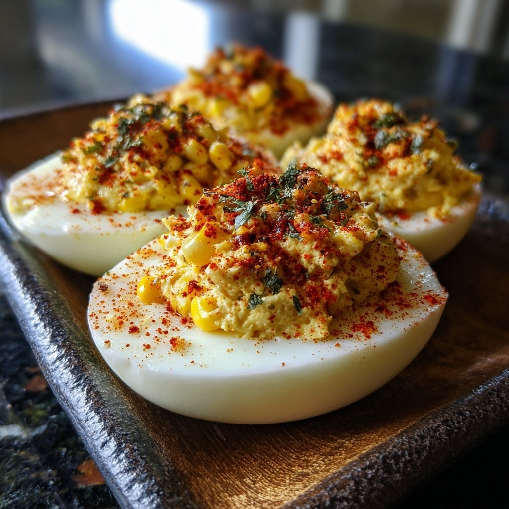 Mexikanischer Straßenmais gefüllte Eier