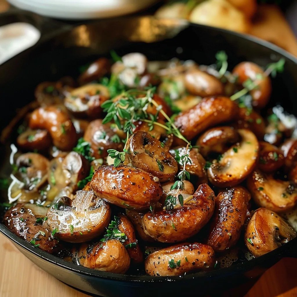 Saucisses, Champignons et Pommes de Terre au Four