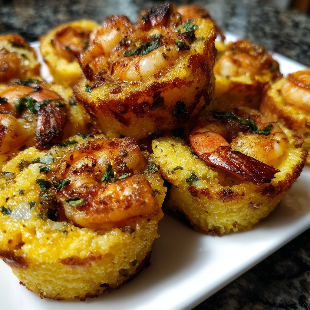 Bouchées crevettes polenta fromage cajun