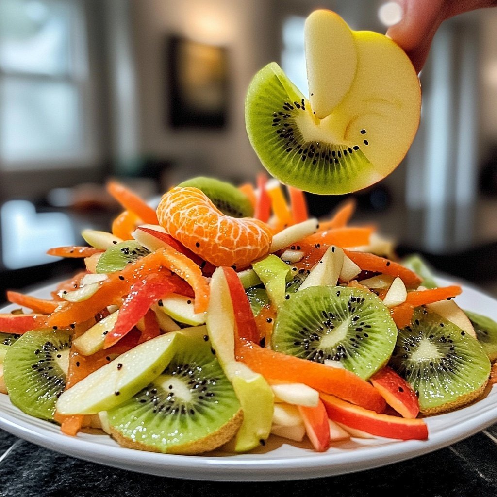 Salade légère kiwi pomme mandarine