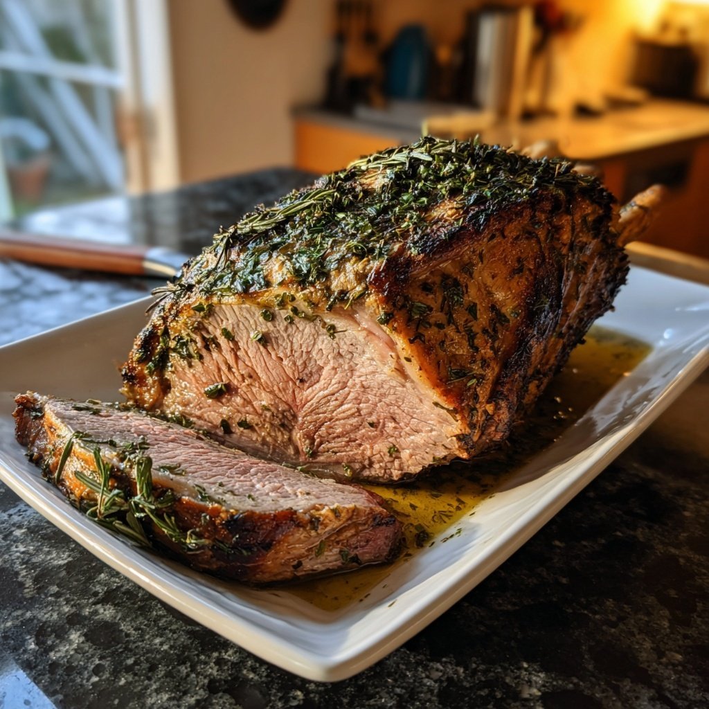 Agneau rôti jus romarin menthe