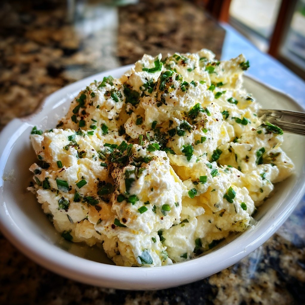 Cottage cheese à l’ail et aux herbes