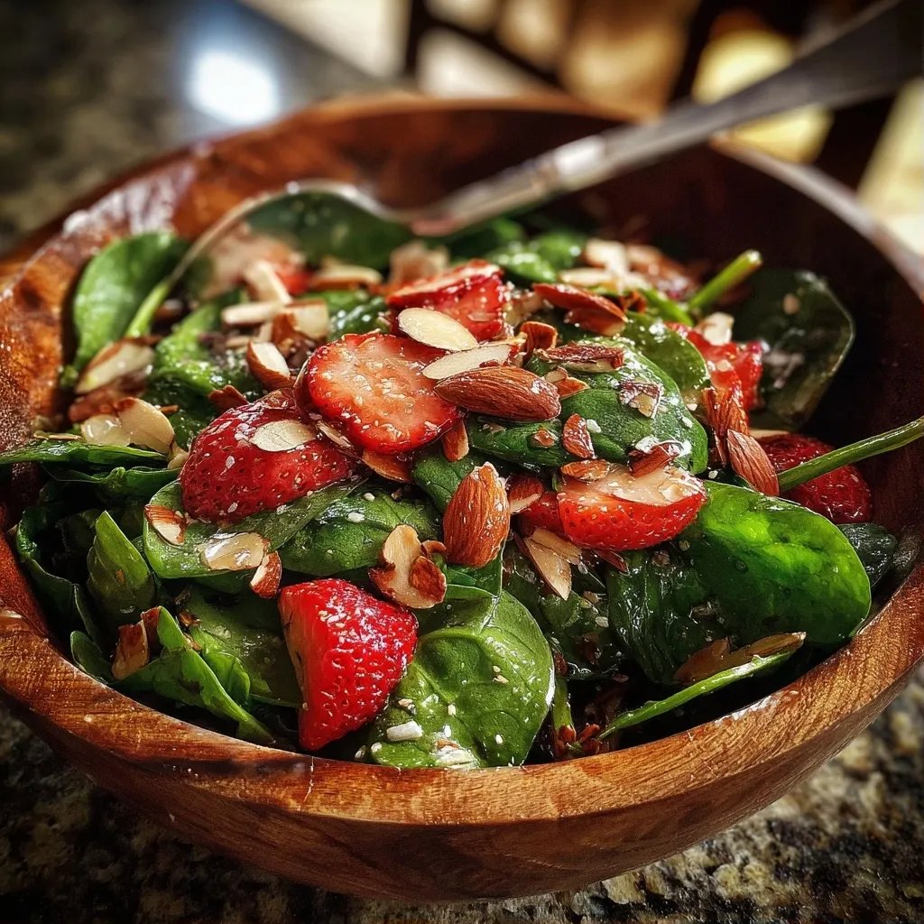 Salade épinards fraises amandes