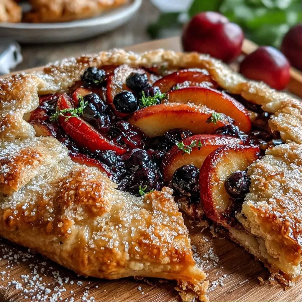 Galette pêches myrtilles
