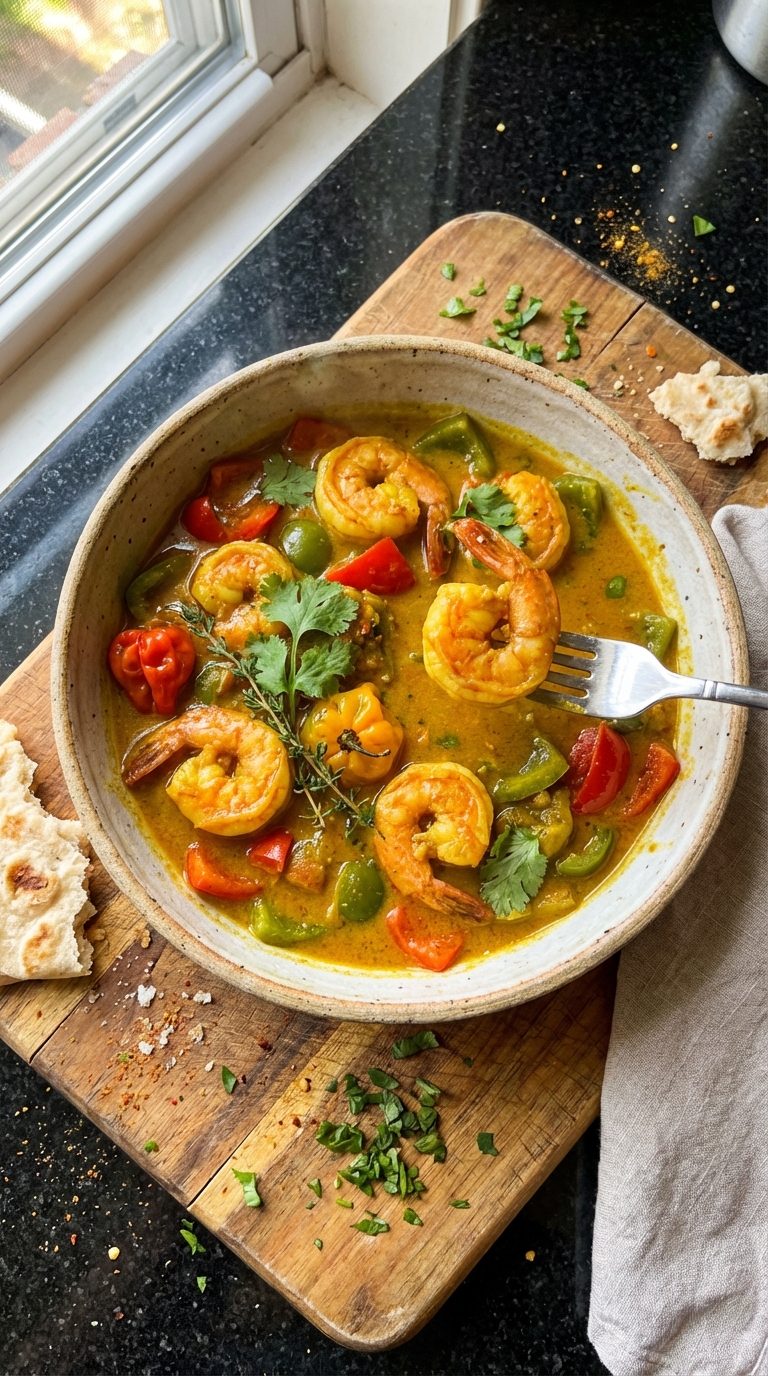 Curry de Crevettes Jamaïcain Épicé