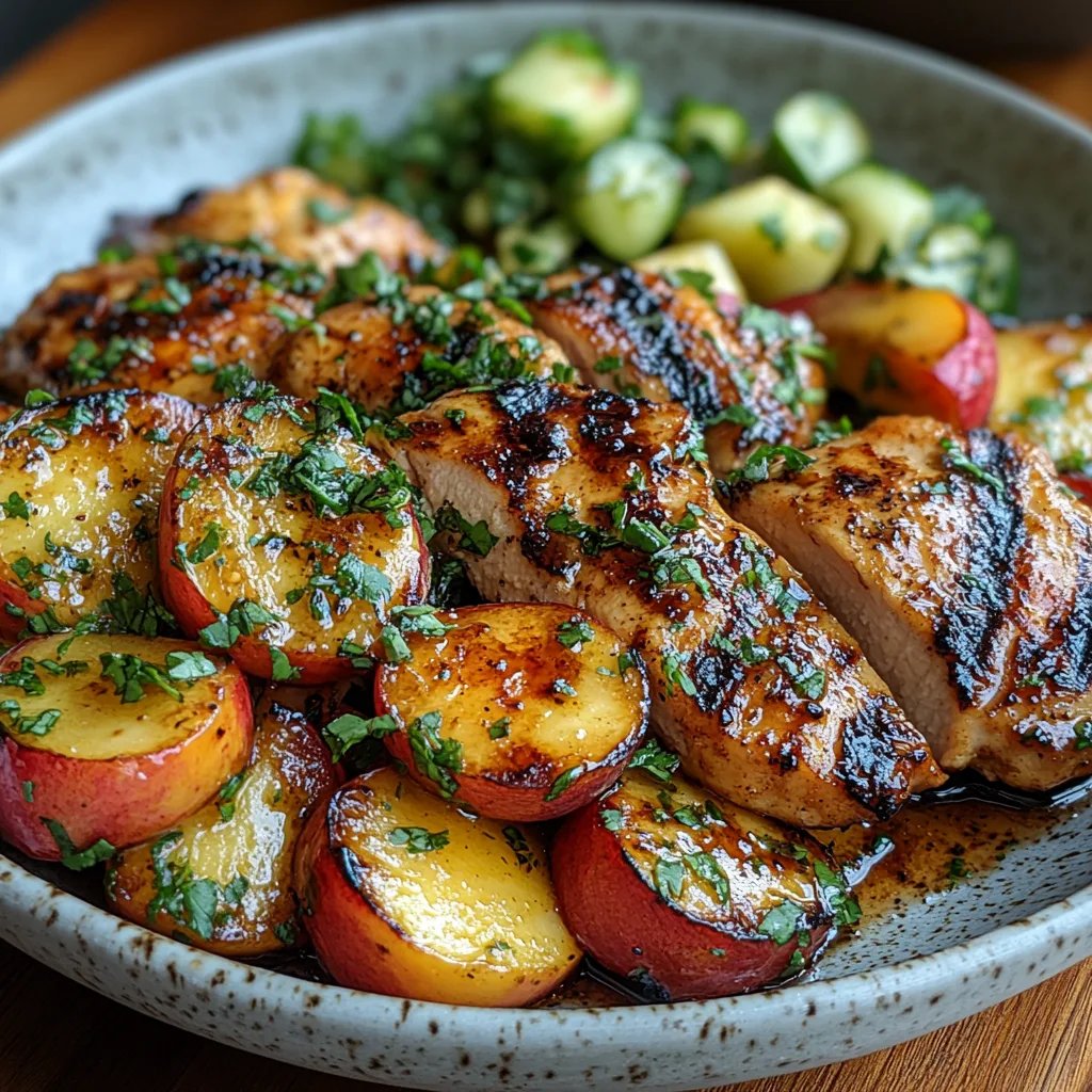 Poulet Grillé au Miel et à la Moutarde avec Salade de Pêches : Une Recette Incroyable Ultime