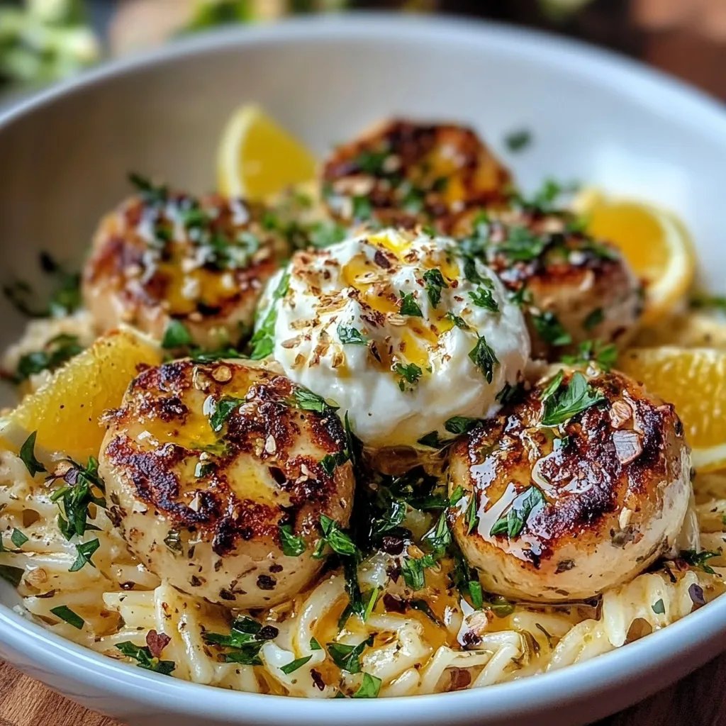 Boulettes Grecques & Orzo Citronné avec Crème de Feta : Une Recette Incroyable Ultime