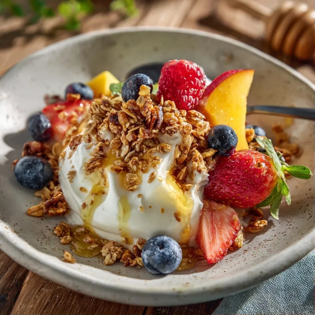 Yaourt glacé granola fruits