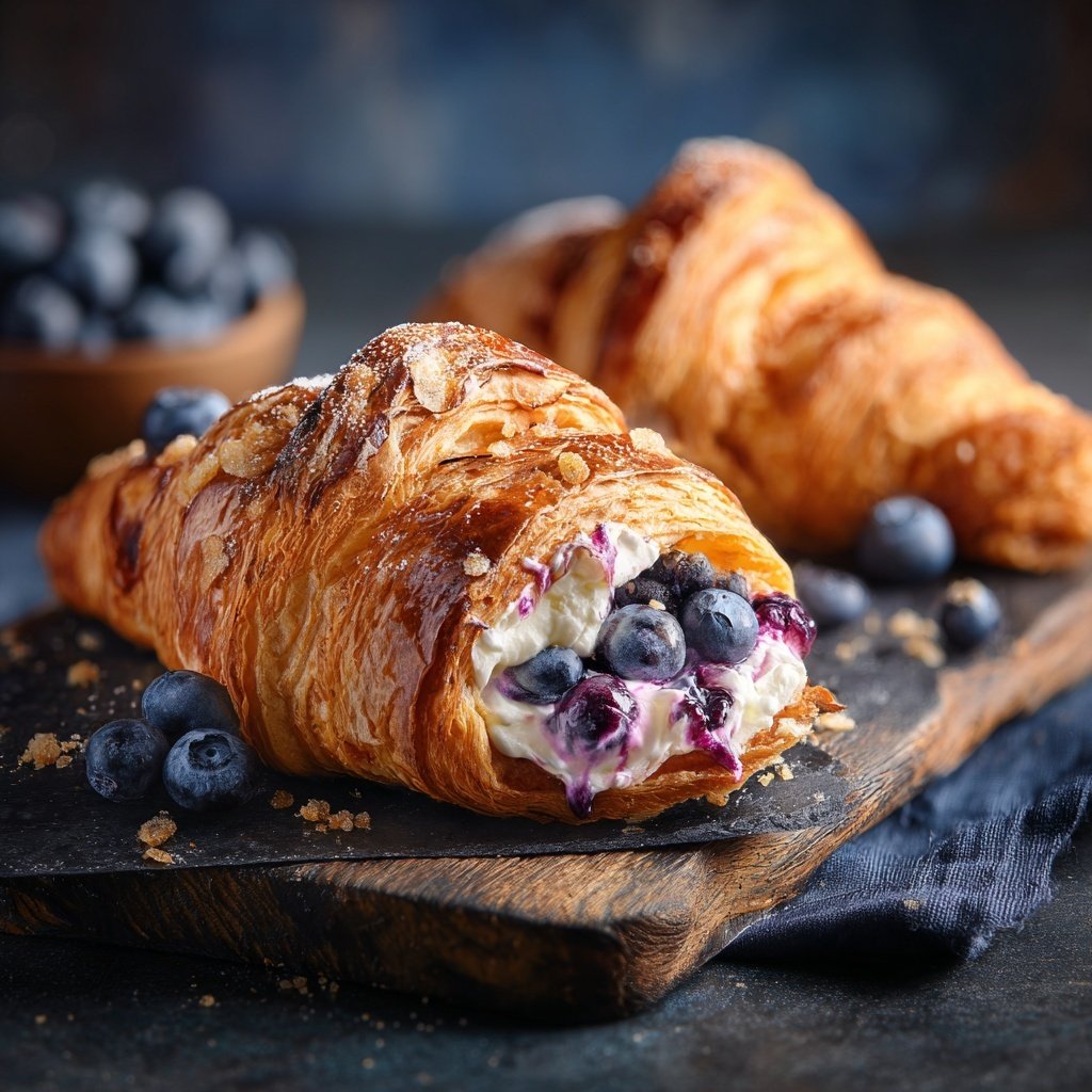 Croissant farci mascarpone et myrtilles
