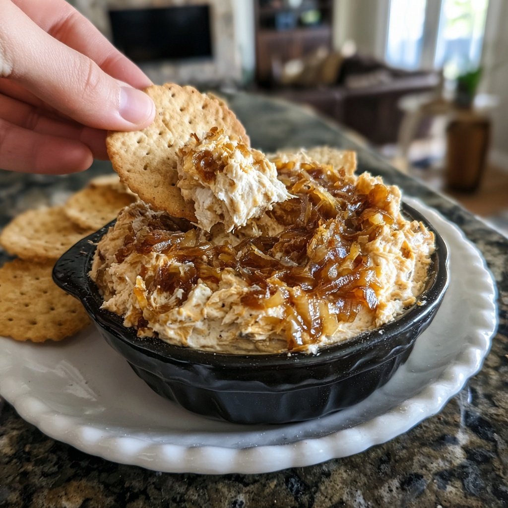Dip oignon caramélisé fromage crème