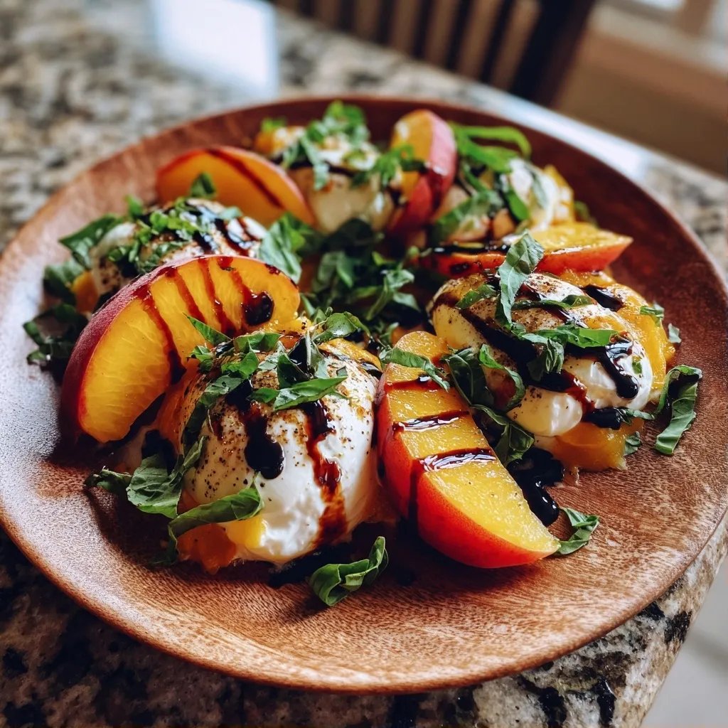 Salade burrata pêches basilic