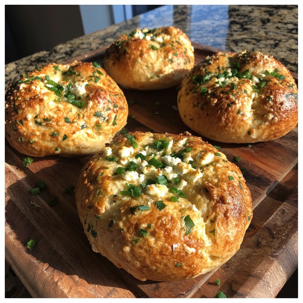 Bagels protéinés au fromage et à la ciboulette