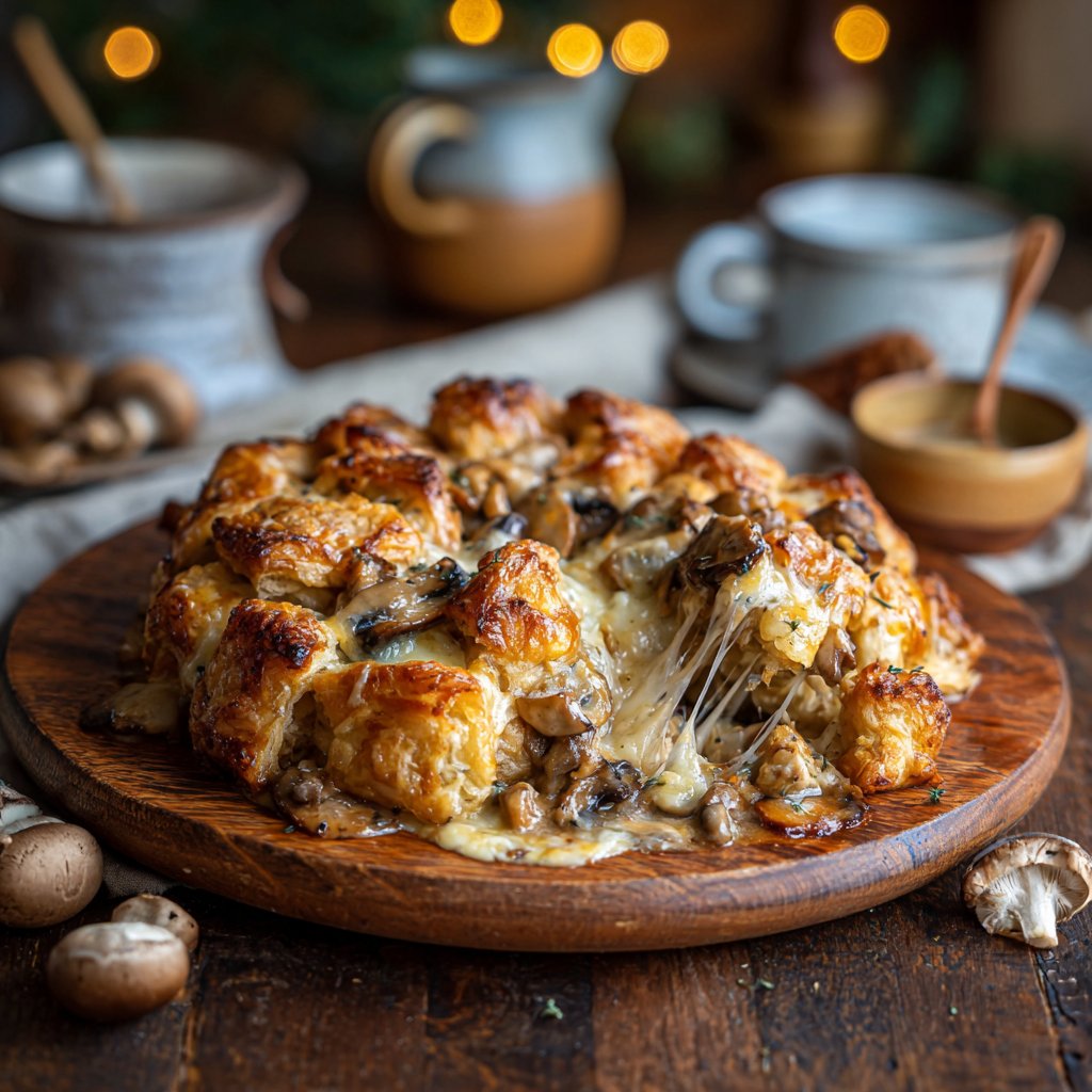 Gratin de croissants salé aux champignons