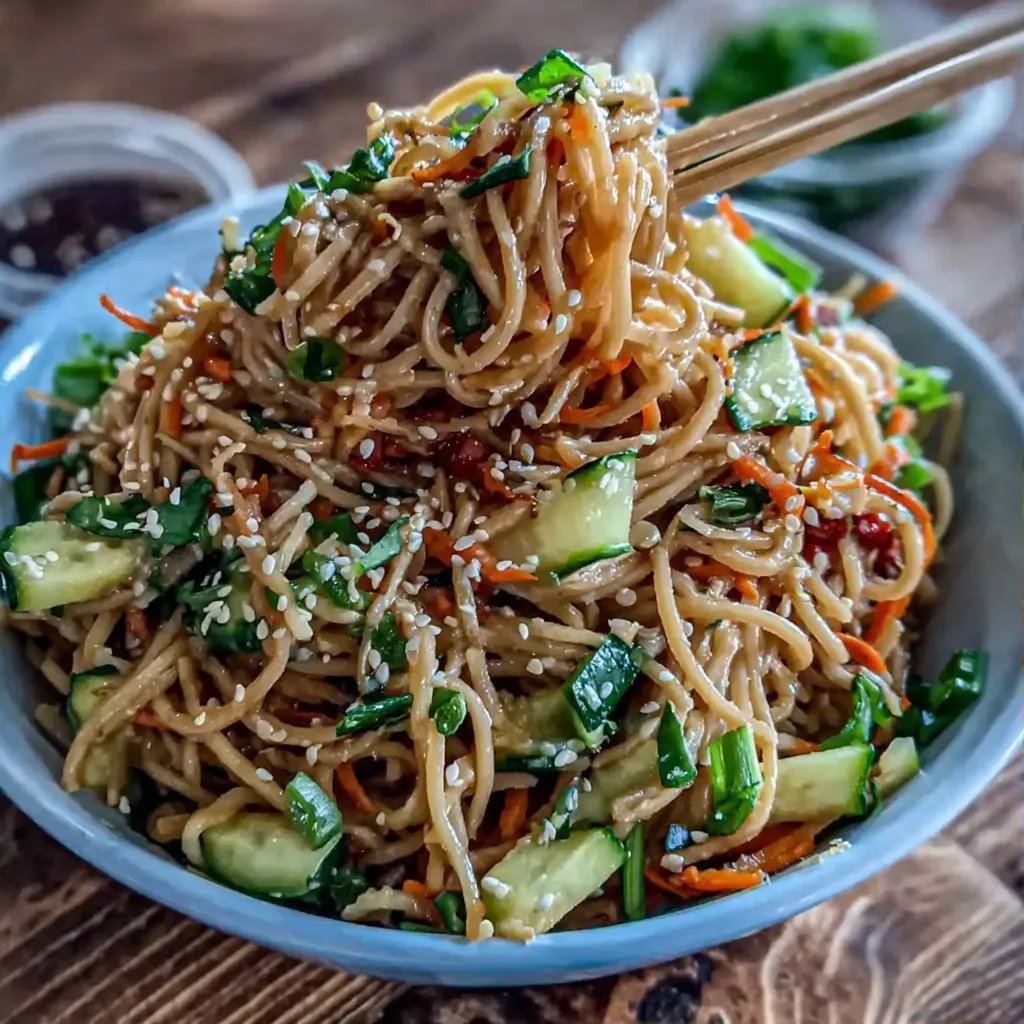 Nouilles soba concombre carottes