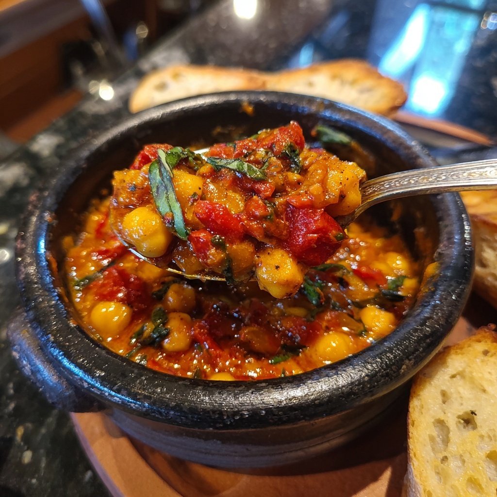 Bols pois chiches épicés tomates feu