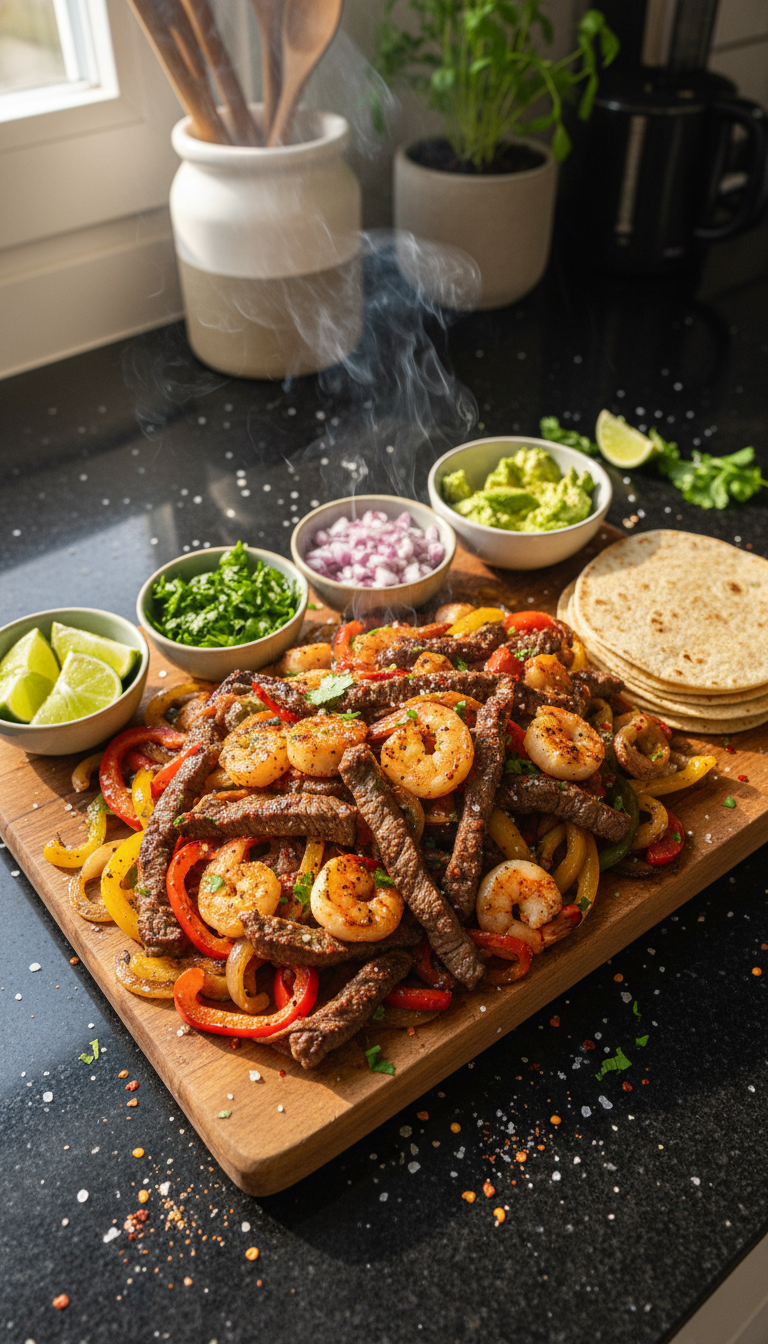 Fajitas de Steak et Fruits de Mer