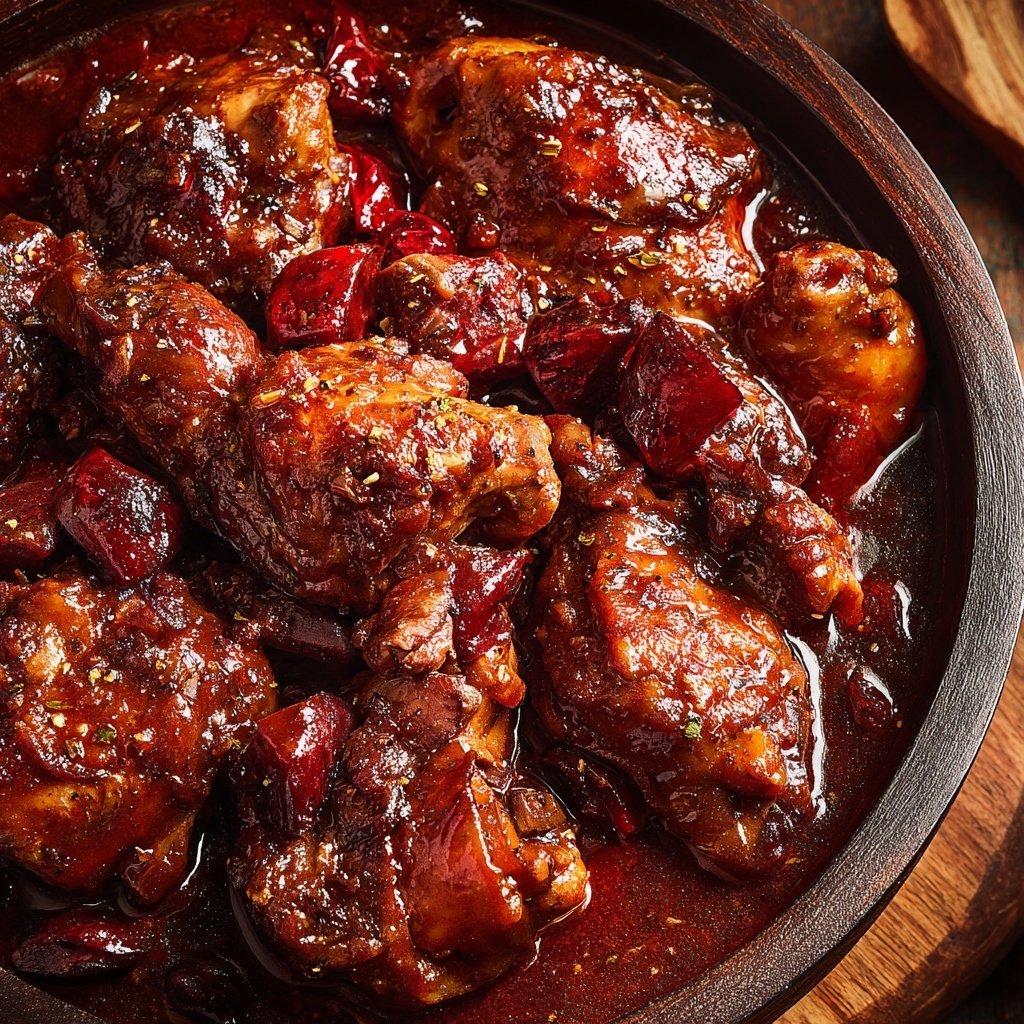 Coq au vin rouge