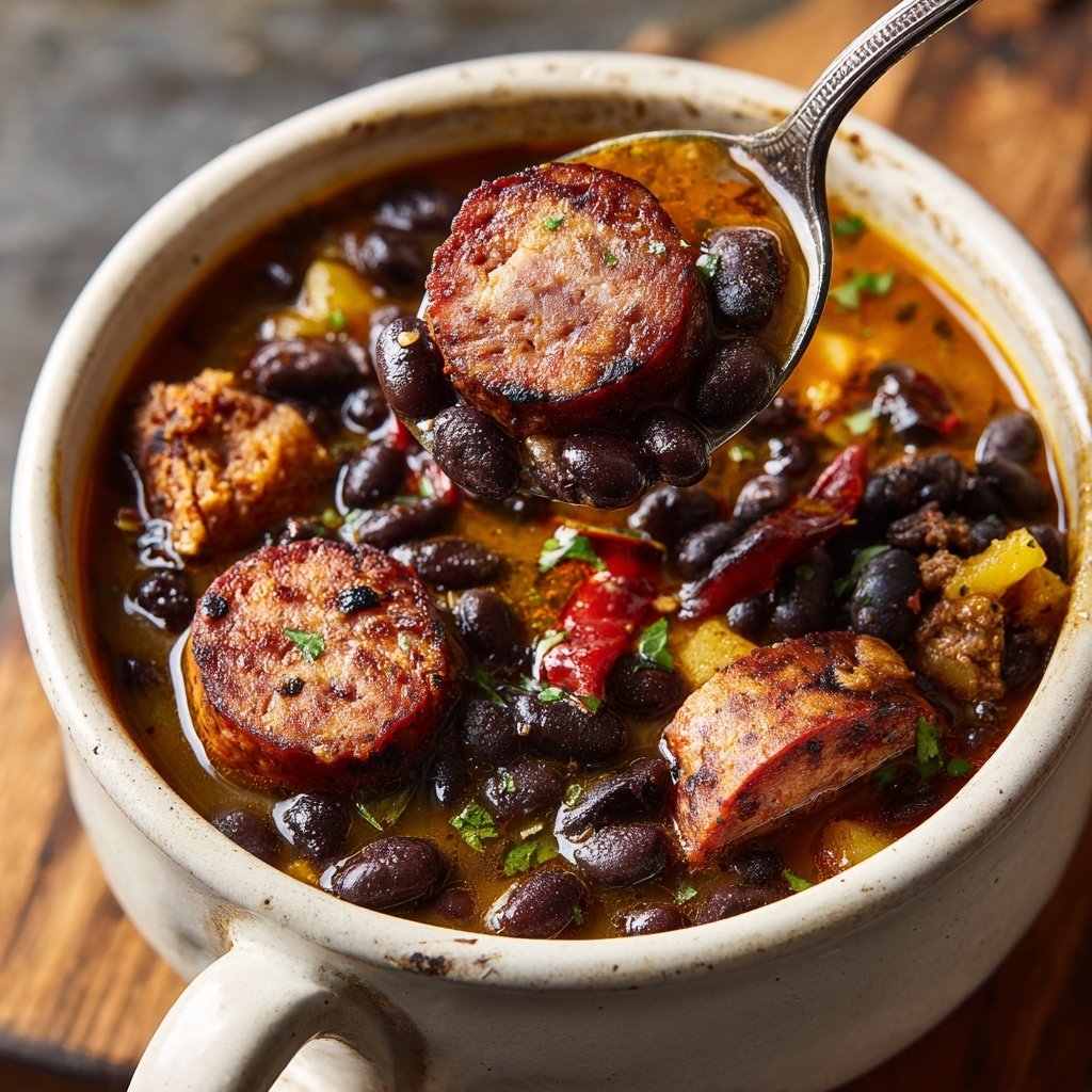 Soupe haricots noirs saucisse fumée