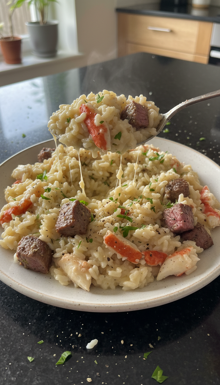 Risotto au Steak et Crabe