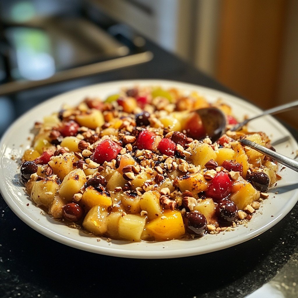 Fruits gourmands aux noisettes grillées