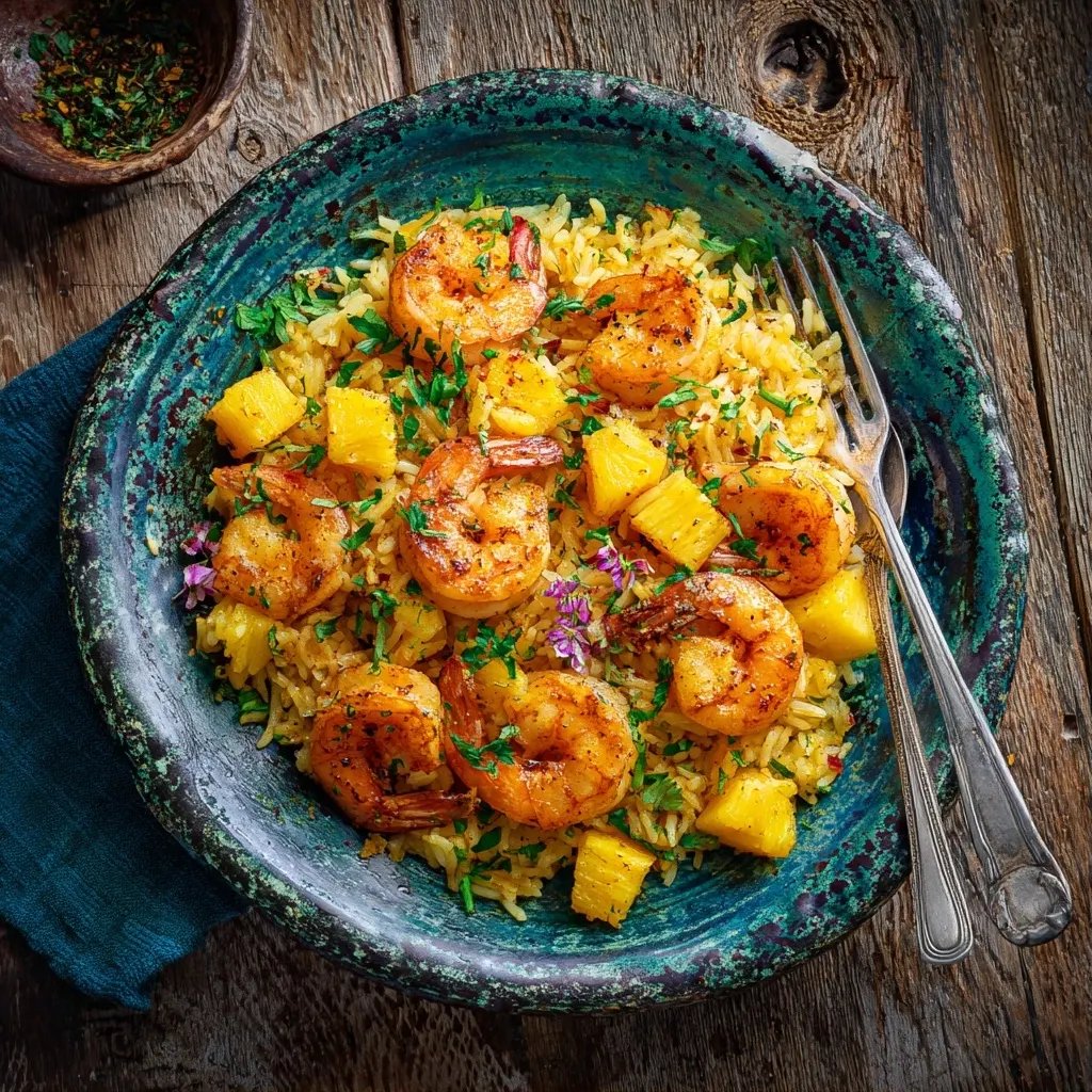 Riz sauté ananas crevettes
