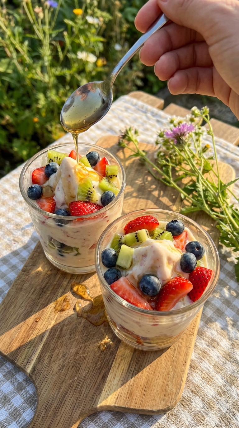 Coupes de yaourt glacé aux fruits