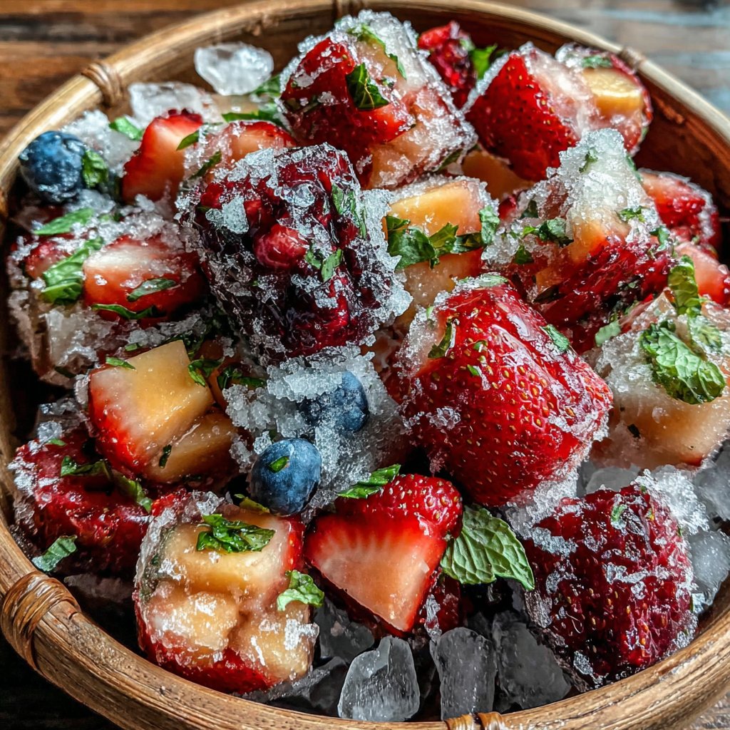 Corbeille de douceurs glacées aux fruits