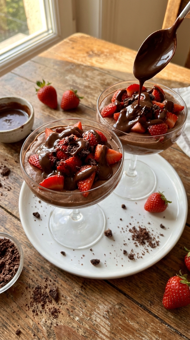 Coupes gourmet fraise chocolat