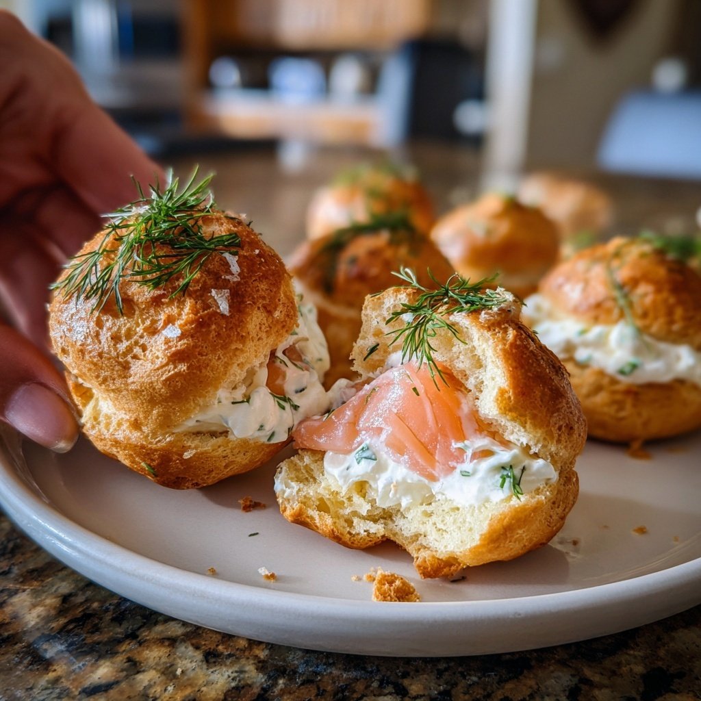 Petits choux au saumon fumé